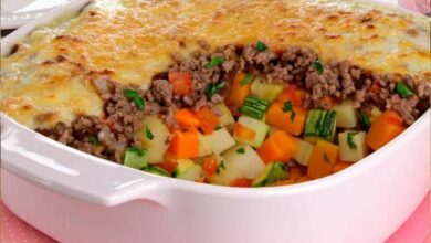 gratinado de legumes com carne moida