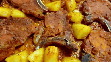 Bisteca assada no forno com batatas