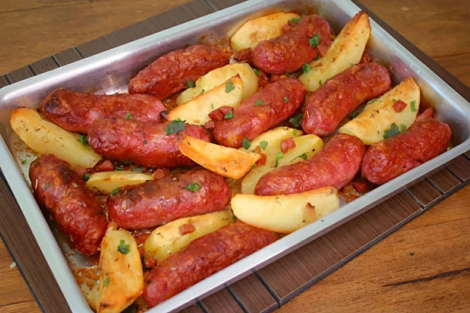 Linguiça assada com batata