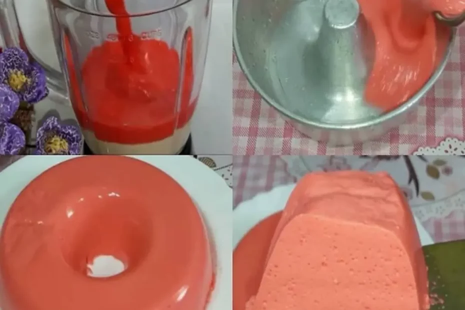 pudim de geladeira de morango