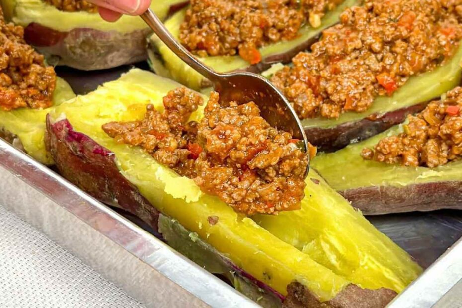 Batata doce com carne moída