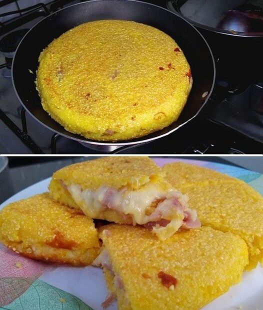 Cuscuz de frigideira de presunto e queijo