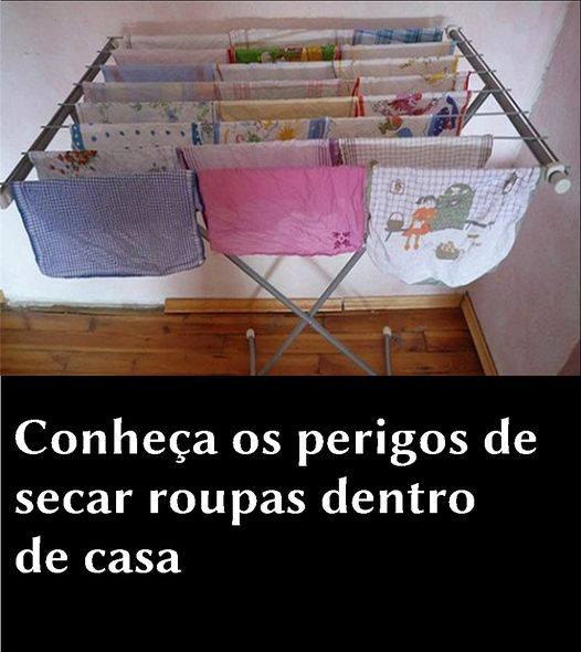 perigos de secar roupas dentro de casa