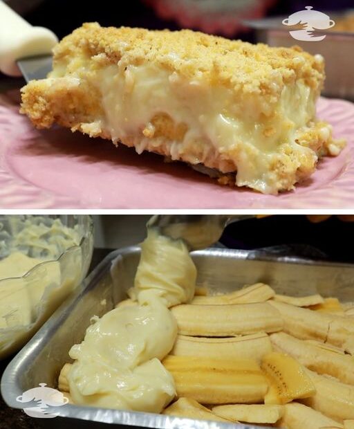 Torta de banana com farofa cremosa