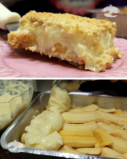 Torta de banana com farofa cremosa